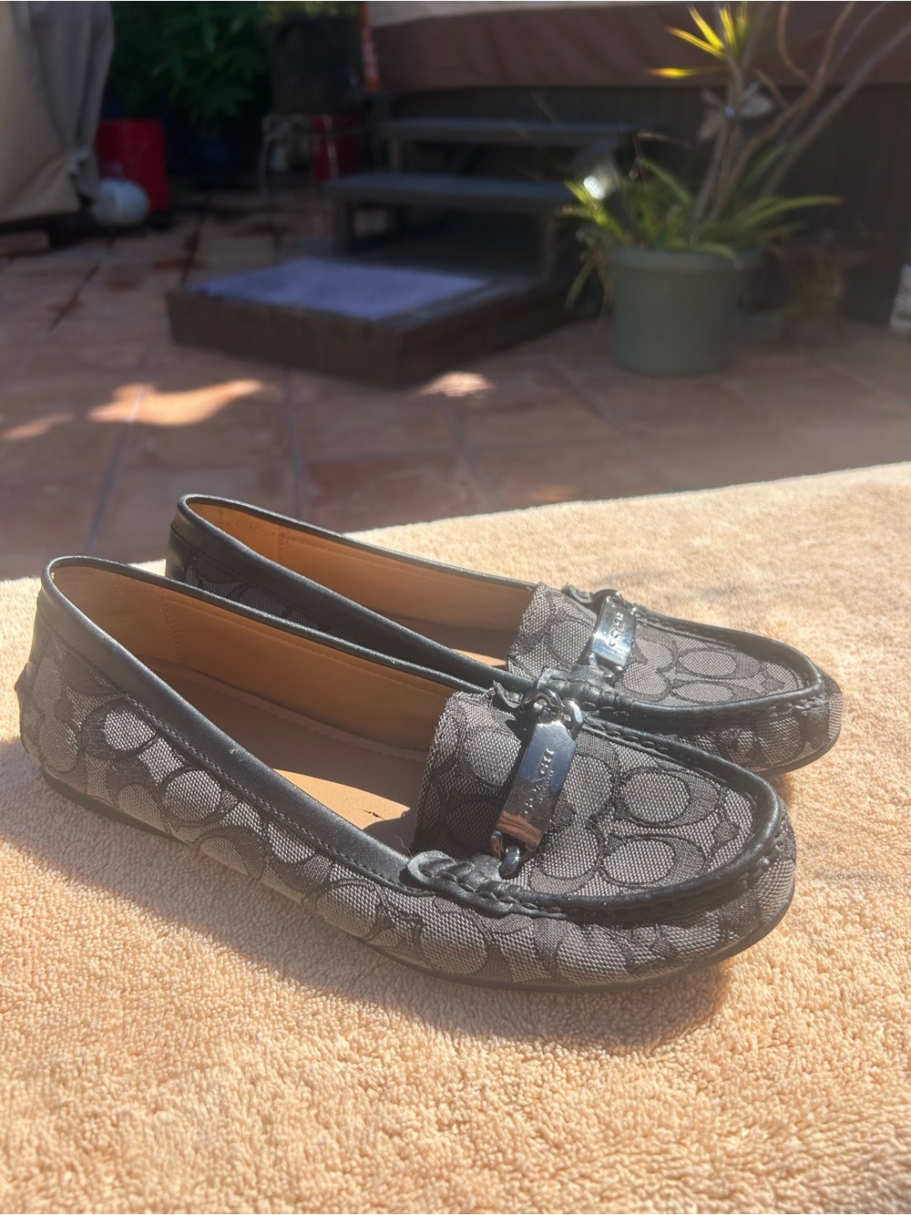 Coach Black Signature Logo Moccasin Loafers - Picture 4 of 5